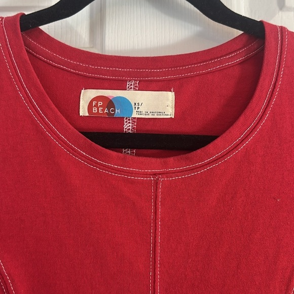 FP beach Portia mini tee shirt dress red XS - Picture 6 of 7